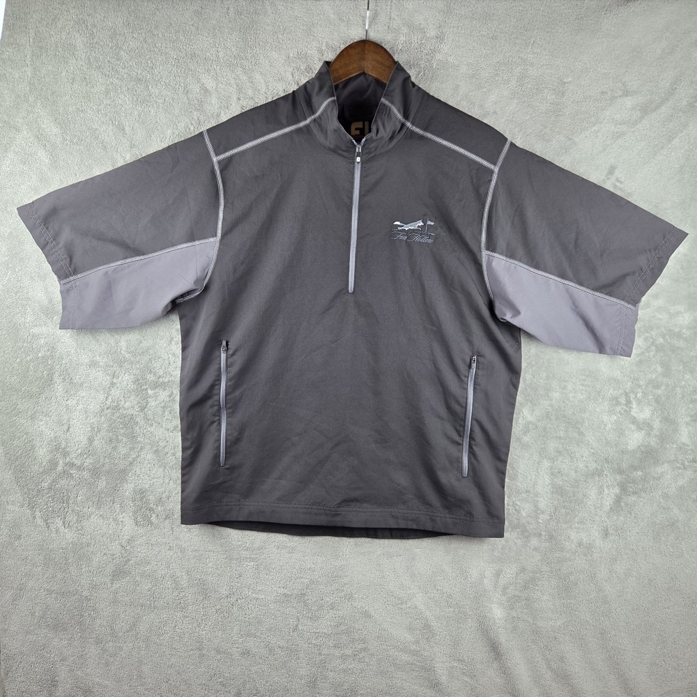 Footjoy Sport Wind Shirt 1/2 Zip Fox Hollow Golg Club Pullover Men's M Black